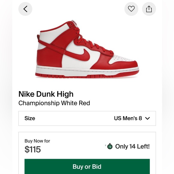 Nike Dunk High Championship White Red M Size 8 - Picture 3 of 3